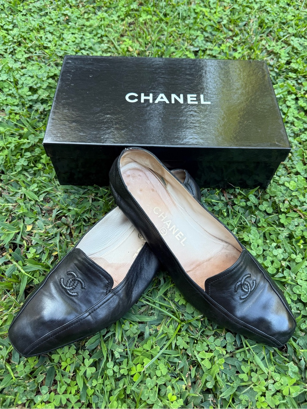 Chanel vintage leather loafers with embossed CC logo - Size 39.5